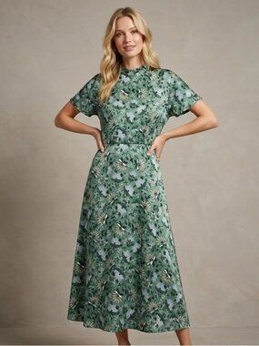 Ann Taylor Emerald Green Floral Dress Size 8